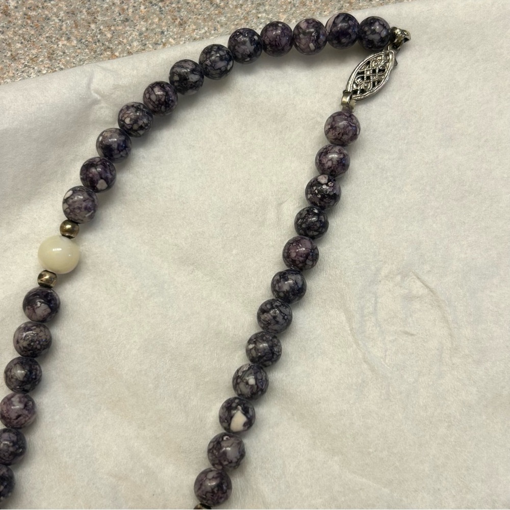 Vintage Tiffany Stone Beaded Utah Stone/Rare Healing Necklace Sterling Silver - Picture 12 of 16